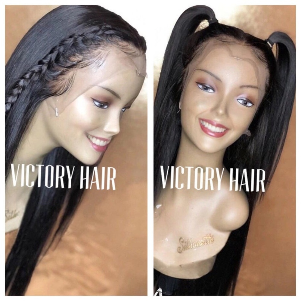 BlessWig.com straight  long black lace front wig
